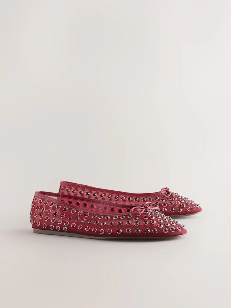 Red Forever Comfort® Mesh Jewelled Ballerina Shoes | Next EU