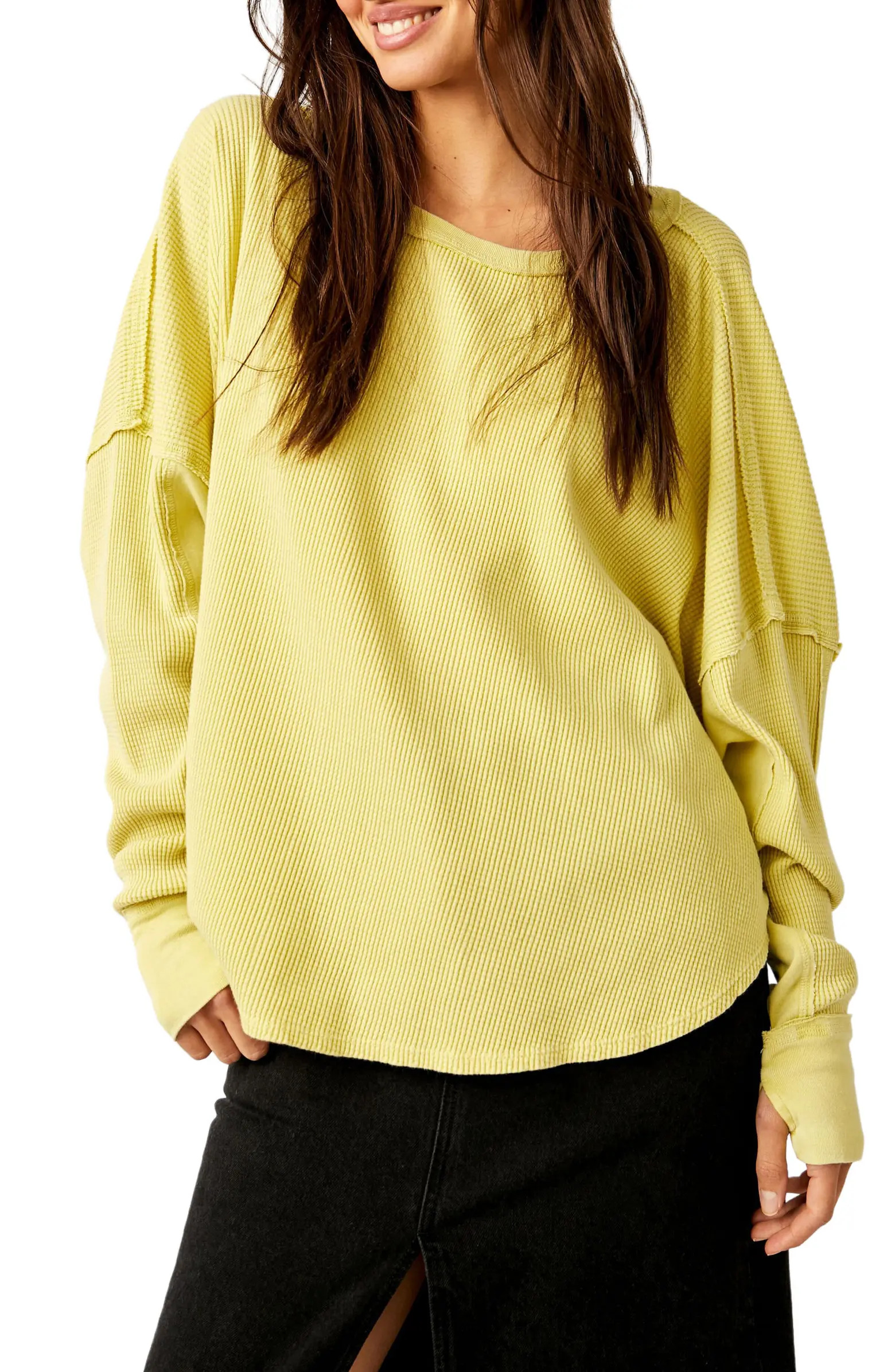 Free People Microphone Drop Waffle Knit Top | Nordstrom | Nordstrom