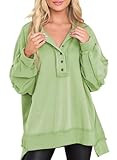 AlvaQ Womens Women's Oversized Sweatshirt Casual Long Sleeve Button Henley Neck Pullover Tunic To... | Amazon (US)