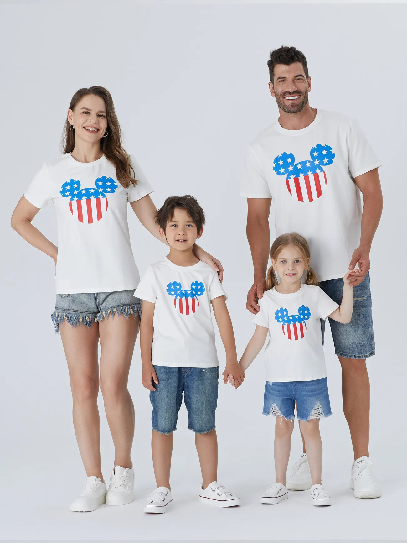 Disney Mickey and Friends Family Matching Independence Day Cotton Glow in the Dark Classic Mickey... | PatPat