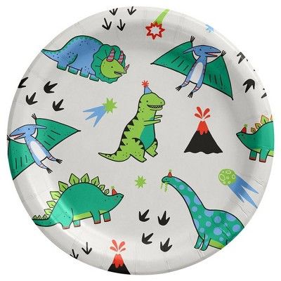 10ct Fossil Friends Dinosaur Dinner Paper Plates - Spritz™ | Target