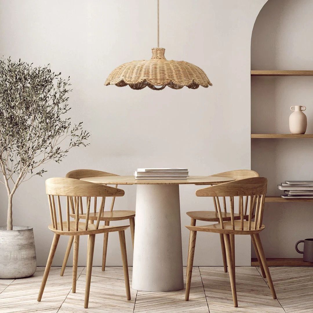 Fecilia Premium Handwoven Rattan Pendant Light for Bedroom, Living Room, Kitchen Island. Farmhous... | Etsy (US)