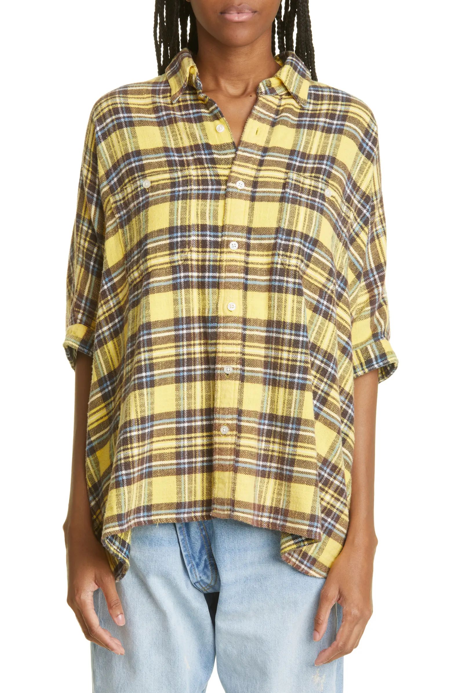 R13 Plaid Oversize Cotton Flannel Shirt | Nordstrom | Nordstrom