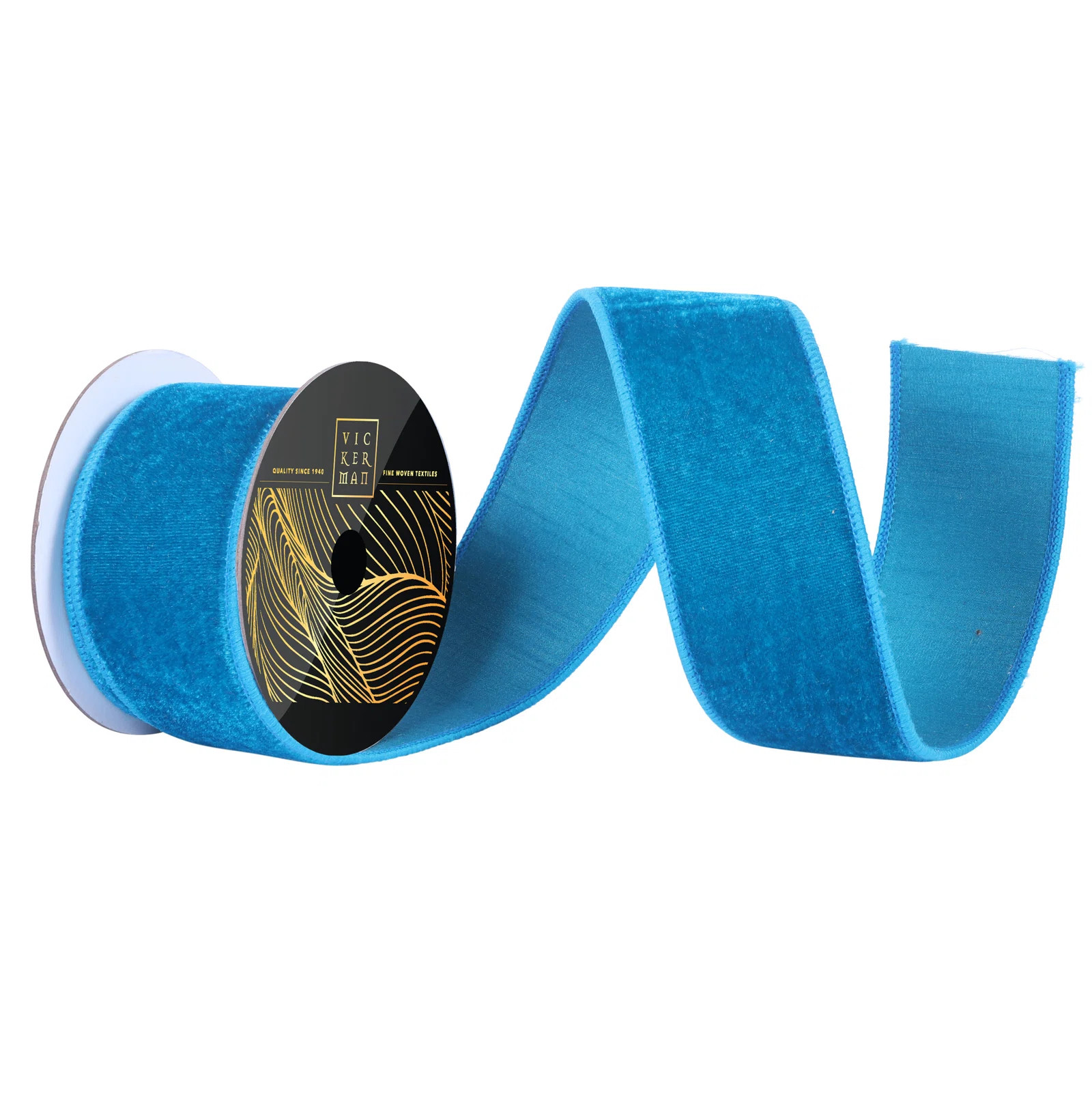 Vickerman 2.5" x 10yd Turquoise Velvet Wired Ribbon. Turquoise Dupion Backing. | Wayfair North America