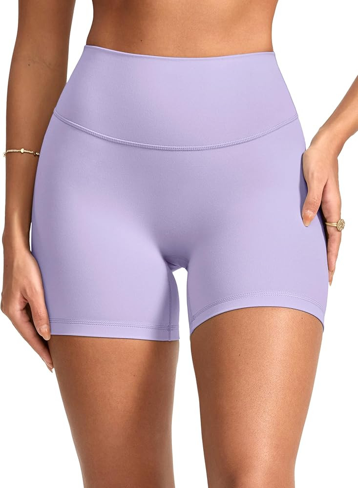 INGIA Womens High Waist No Front Seam Scrunch Butt Biker Shorts 5 Inches V-Back Scrunch Booty Gym... | Amazon (US)