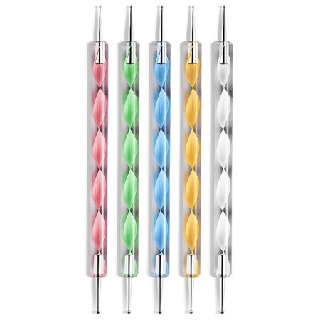 5Pcs/set 2 Way Dotting Pen Marbleizing Tool Nail Art Design Dot Paint Tools Beauty | Walmart (US)