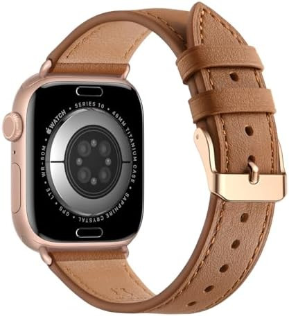 Bestig Leather Bands Compatible with Apple Watch Band 38mm 40mm 41mm 42mm(Series 10 11) for Women... | Amazon (US)