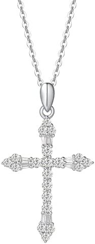 FANCIME Mothers Day Gifts Cross Necklace For Women 925 Solid Sterling Silver Cubic Zirconia Twist... | Amazon (US)