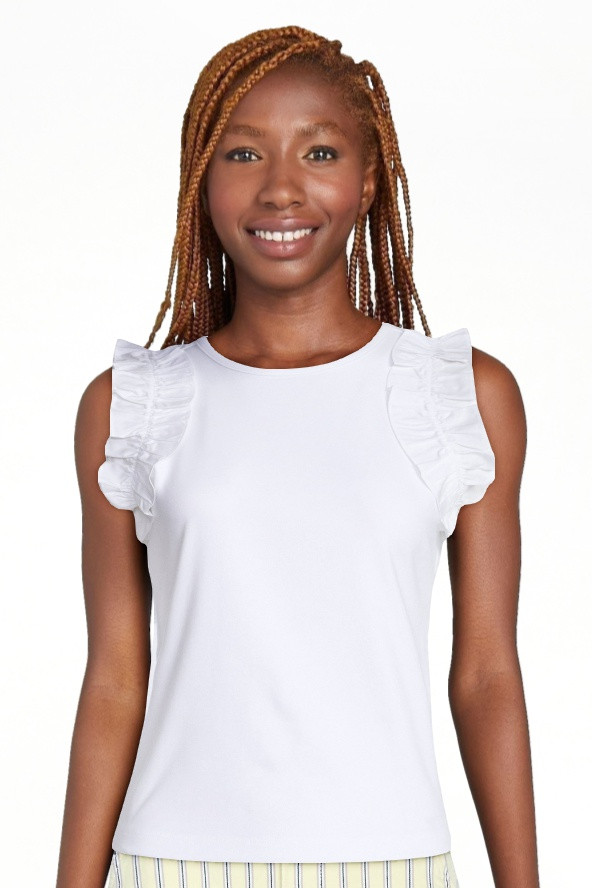 Free Assembly Women's and Women's Plus Ruffle Trim Mixy Tank Top, Sizes XS-4X | Walmart (US)