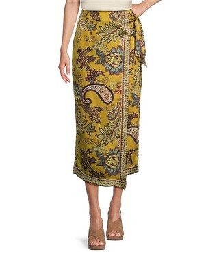 Antonio Melani Anna Printed Satin Twill Faux Wrap Skirt | Dillard's | Dillard's