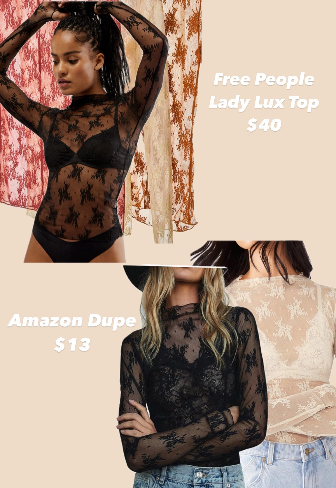 I’ve been loving these lace layering tops for everything but they’re ALWAYS sold out on Free People in my size so I went ahead and found a dupe on Amazon that’s a fraction of the cost and the quality is pretty good too! Maybe one day I’ll get my hands on the Free People top but the dupe will do for now! 

#LTKfindsunder50 #LTKFestival #LTKstyletip