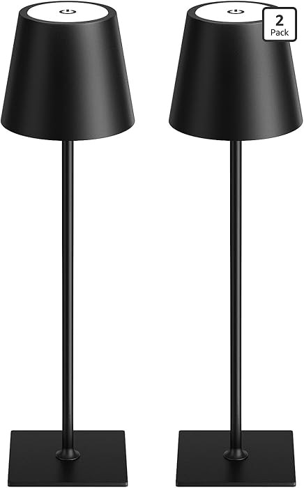 Kakanuo Cordless Rechargeable Table Lamp Black 5000mAh Battery Operated Lamps, 3 Colors Stepless ... | Amazon (US)