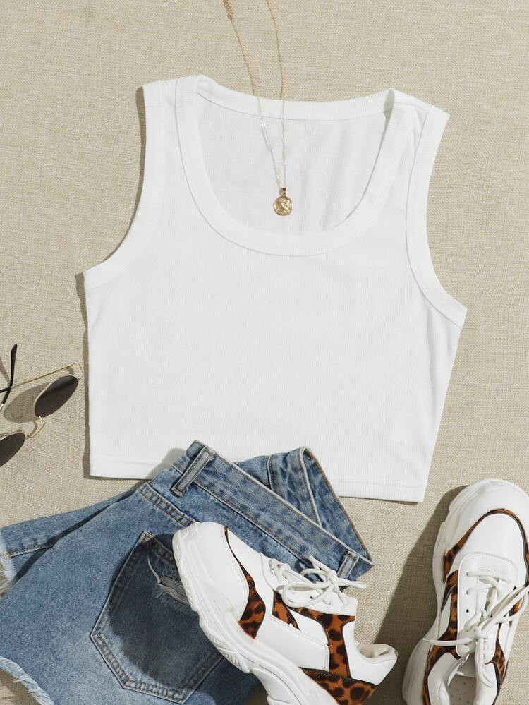 SHEIN EZwear Plus Scoop Neck Tank Top | SHEIN