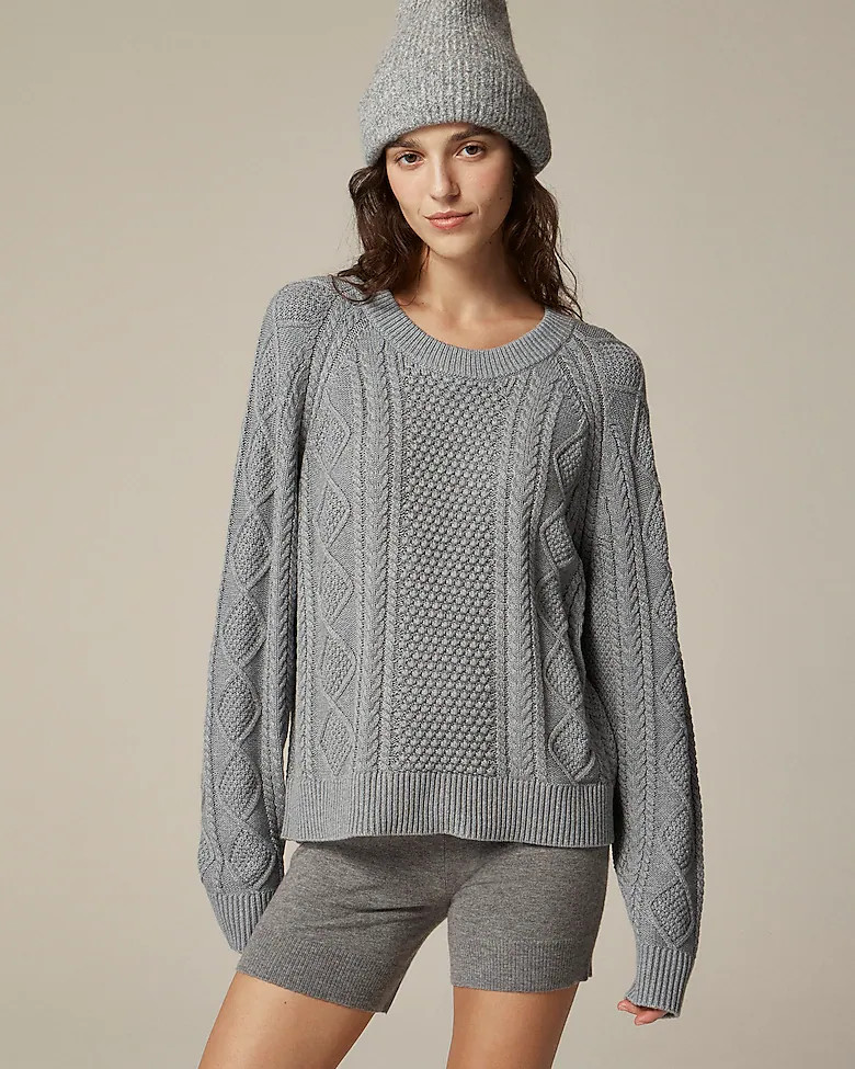 Cotton cable-knit crewneck sweater | J. Crew US