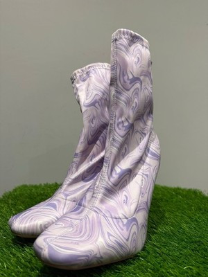 ASOS Public Desire Wide Fit Lars high heeled sock boots in purple swirl print | eBay UK