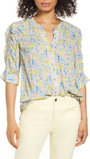 Wit & Wisdom Smocked Elbow Sleeve Blouse | Nordstrom | Nordstrom