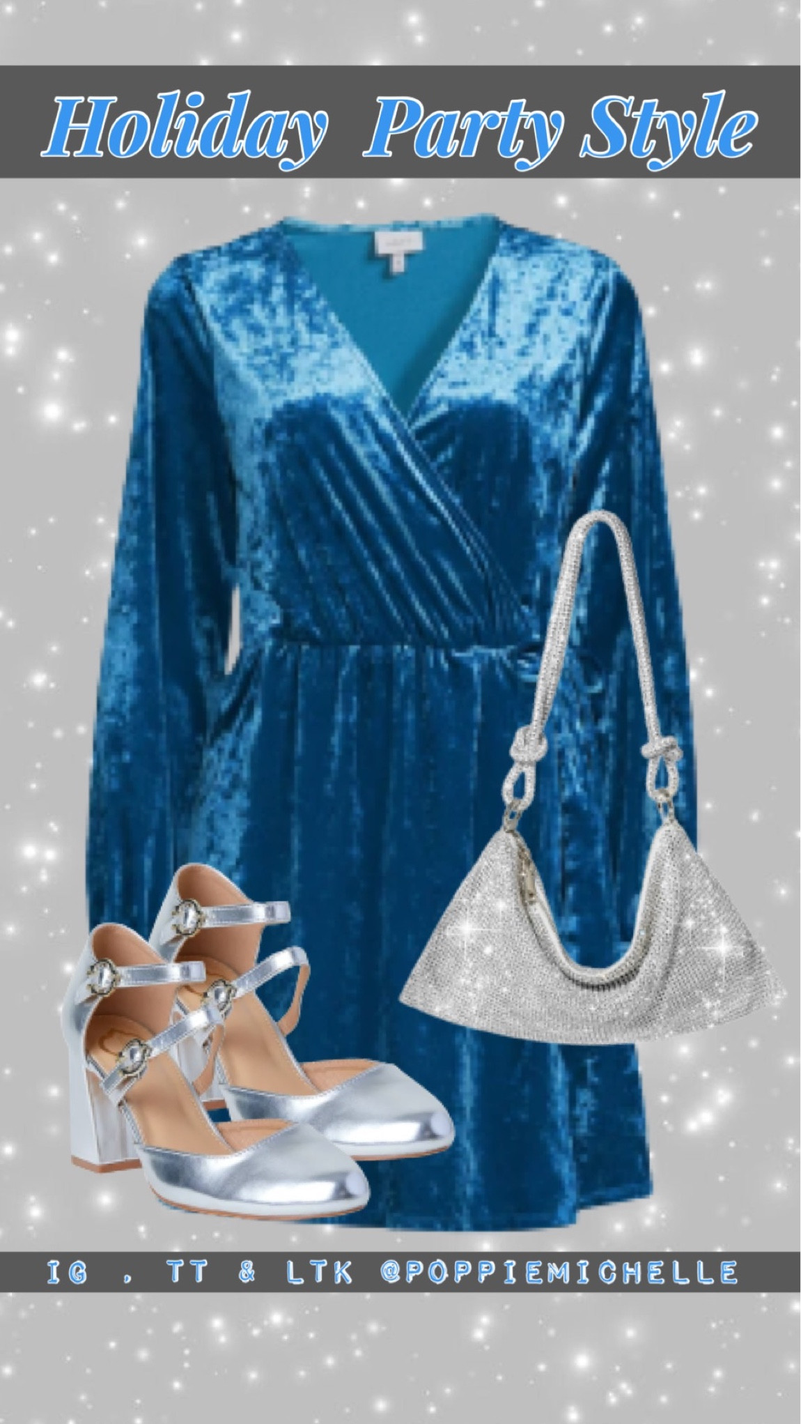 Walmart outfit Walmart fashion Walmart style blue velvet surplus wrap dress blue velvet holiday dress bright blue velvet dress blue surplus wrap dress TheGet  blue velvet dress Walmart velvet wrap dress rhinestone clutch silver rhinestone statement bag silver rhinestone holiday purse two strap Mary Jane shoes Mary Jane high heel shoes double strap silver chunky heeled high heel shoes PoppieMichelle 

#LTKHoliday #LTKstyletip #LTKSeasonal