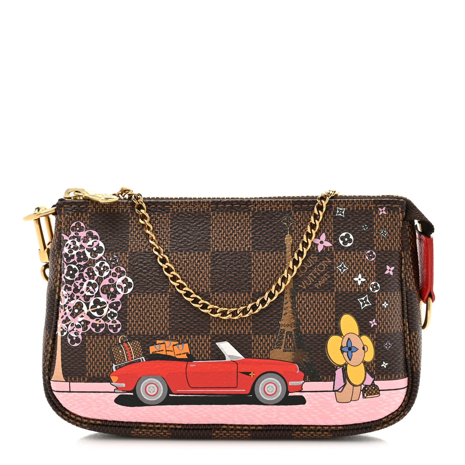 Damier Ebene 2019 Christmas Animation Mini Pochette Accessories Red | FASHIONPHILE (US)