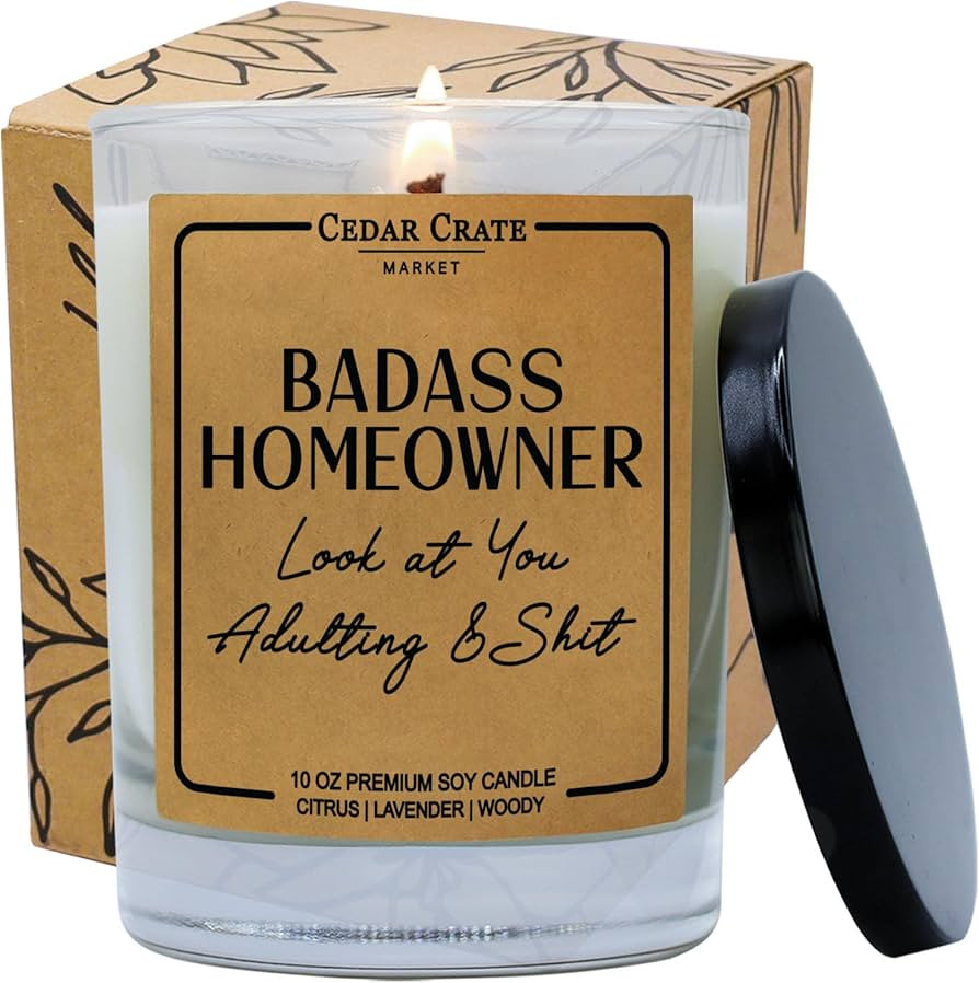 Badass Homeowner Candle | Funny Housewarming Gifts New Home | Neighbor Christmas Gifts | House Wa... | Amazon (US)