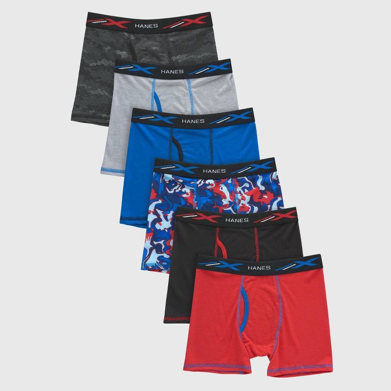 Hanes Boys' 6pk Xtemp Boxer Brief - Red/Blue | Target