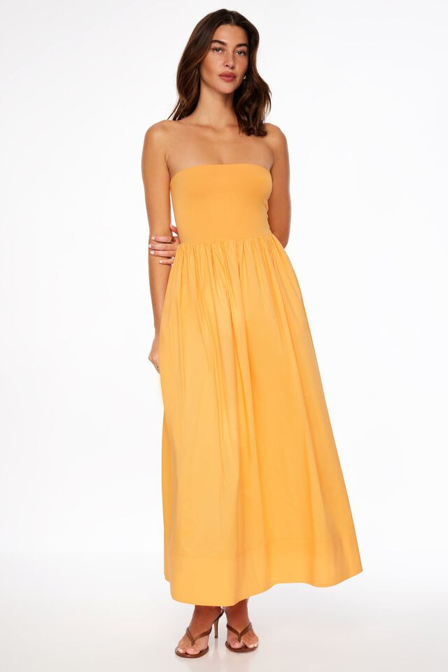 Mix Media Tube Maxi Dress | Dynamite Clothing