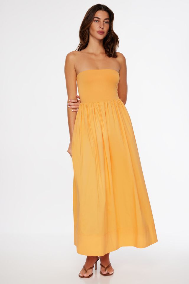 Mix Media Tube Maxi Dress | Dynamite Clothing