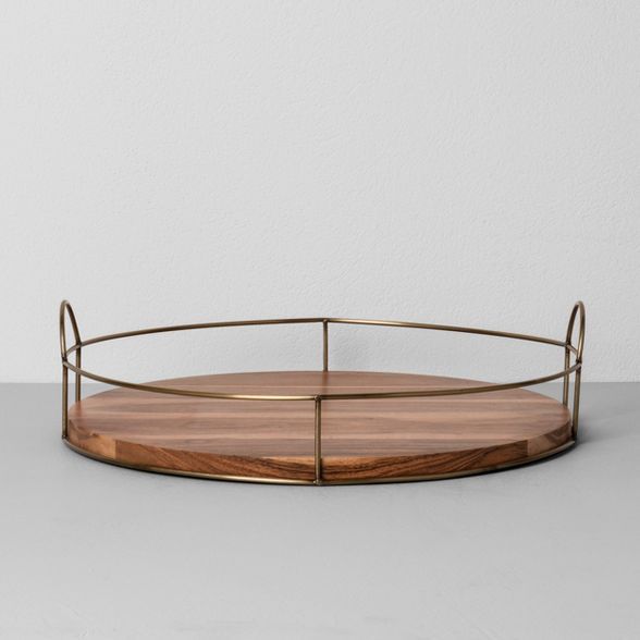 16" Round Wood and Wire Tray - Hearth & Hand&#8482; with Magnolia | Target