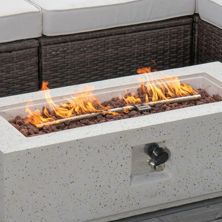 COSIEST Outdoor 42-inch Rectangle Propane Fire Table, 50000 BTU Concrete Fire Pit (Tank Outside) ... | Walmart (US)