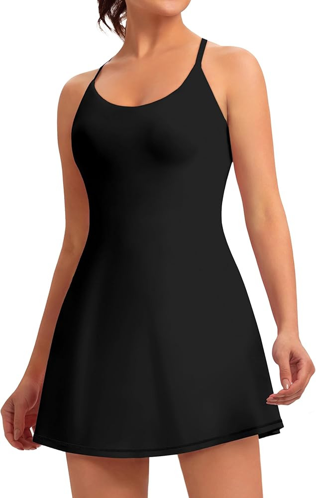 Womens Easy Pee Tennis Dress with Built in Shorts and Pockets - Workout Athletic Golf Dresses | Amazon (US)