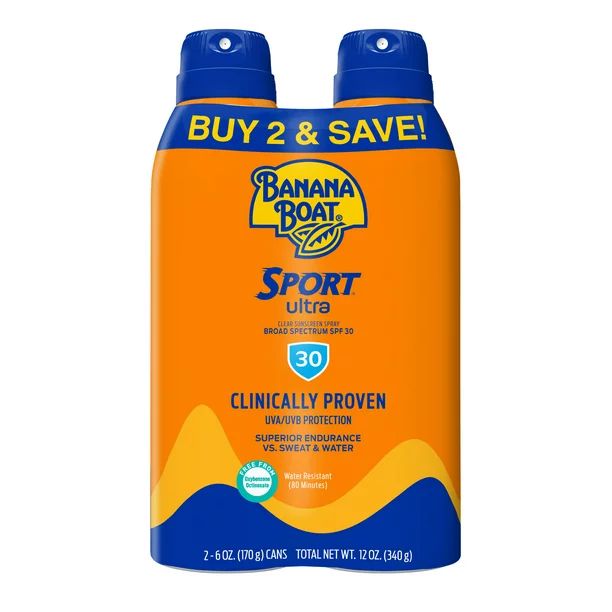 Banana Boat Sport Ultra Sunscreen Spray 12 Oz Twin Pack, 30 SPF, Water Resistant Sunblock (80 Min... | Walmart (US)