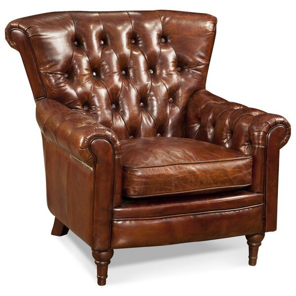 Aurelle Home Brighton Rustic Brown Leather Chair | Bed Bath & Beyond