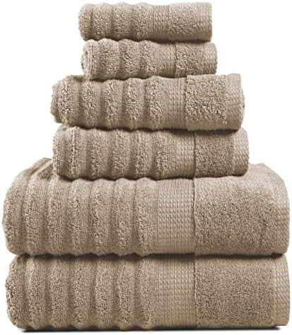 LANE LINEN Bath Towel Set - Soft and Absorbent, Ribbed, 100% Cotton Towels for Bathroom, Hotel, B... | Amazon (US)