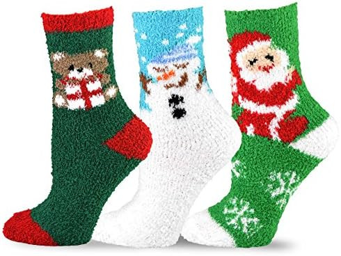 Cozy Warm Fuzzy Slipper Socks Cute Animals Holiday Christmas Santa Reindeer Multipair Adults | Amazon (US)