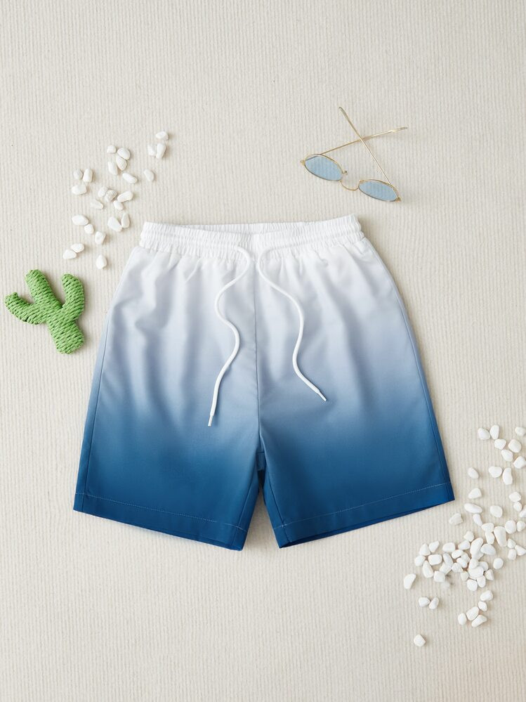 SHEIN Tween Boy Ombre Drawstring Waist Swim Shorts | SHEIN