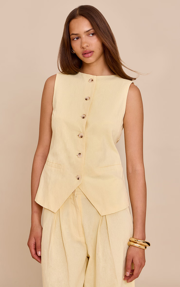 Butter Yellow Tailored Waistcoat | PrettyLittleThing UK