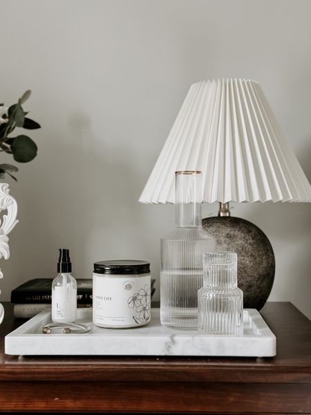 Nightstand Styling 🤍 Kirklands, crate and barrel, amazon, bedroom, nightstand, bedside table, lamp, tray, carafe 

#LTKunder50 #LTKunder100 #LTKhome