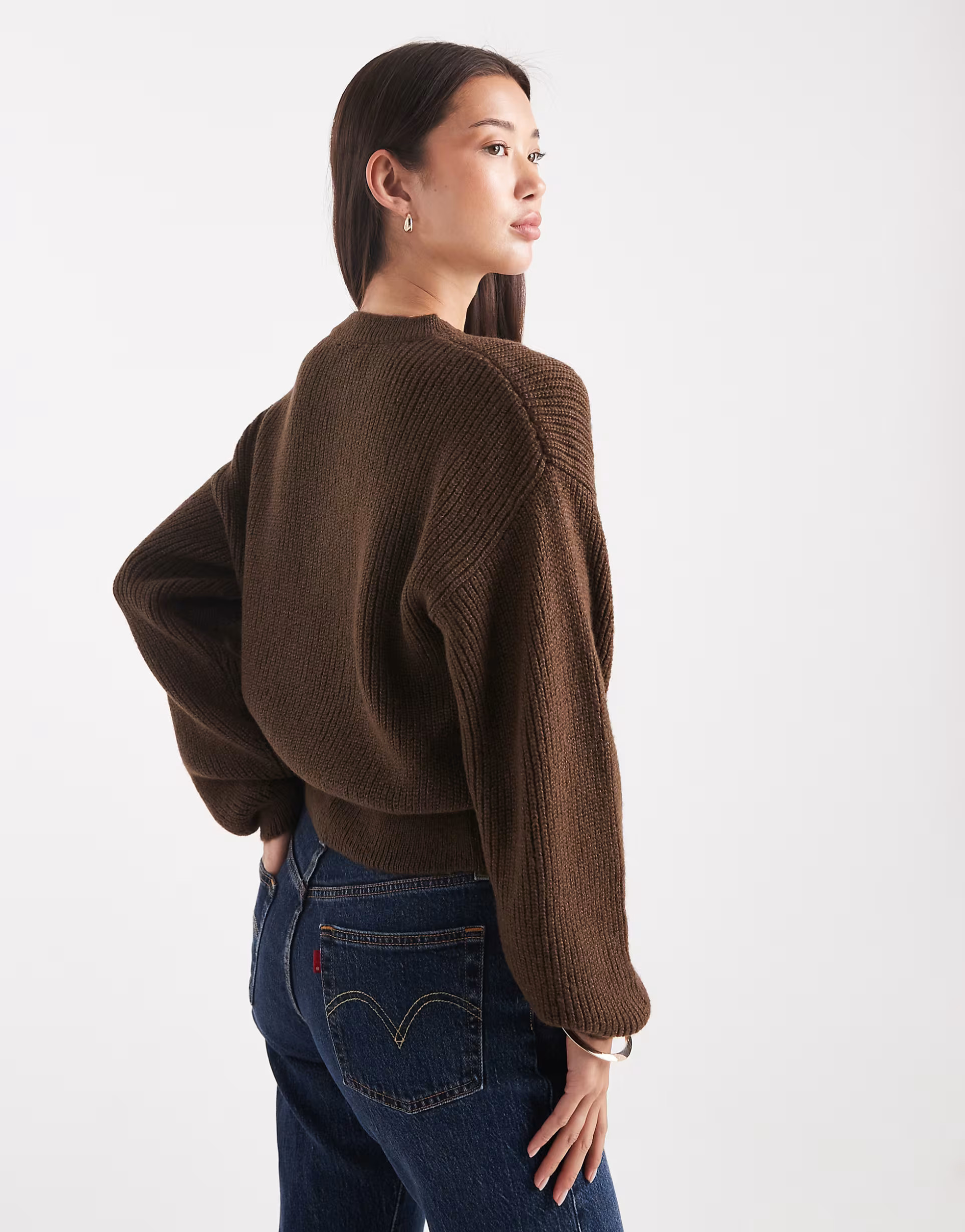 › ASOS DESIGN knitted cardigan with cocoon sleeve in brown | ASOS (Global)