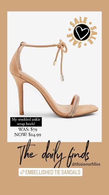 Embellished heels with tie ankle strap! Have size 8! So stunning! Comes in black too 

#LTKsalealert #LTKSeasonal #LTKshoecrush