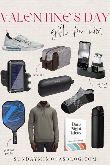 Valentine’s Day gift ideas for him 💕 Vday gifts for him, gifts for Valentine’s Day, Valentine’s Day gifts, valentines gifts, Valentine’s finds, pickle ball paddles, Amazon gifts, Lululemon gifts, Lululemon mens hoodie, solar power phone charger, Nike air mens, Nike mens sneakers, date night ideas #valentinesgifts #valentinesgiftideas #valentinesgiftsforhim #giftsforhim #lululemongifts

#LTKGiftGuide #LTKSeasonal #LTKSale
