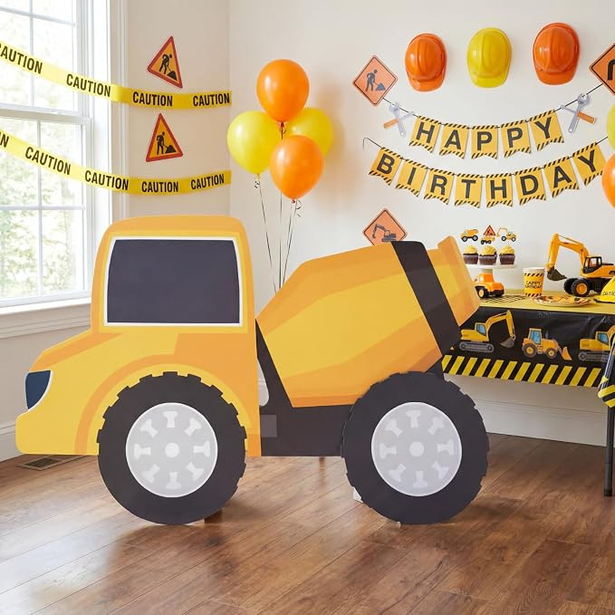 Weysat Construction Birthday Party Decoration Construction Backdrop | 35 x 22 Inches, Mixer Truck... | Amazon (US)
