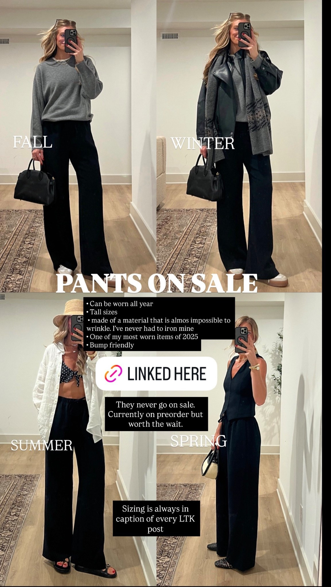 Aritzia lodge pants on sale! They never go on sale so now is the time to buy if you’ve been eying them! Tall sizes/long inseam! I’m wearing medium tall. I’m a true small/4/6 but I always prefer a looser fit so get your true size. This is the shade black. They are made of a material that is almost impossible to wrinkle. I never have had to iron mine! 




Aritzia, tall sizes, cyber sale

#LTKTall #LTKHoliday #LTKCyberWeek

#LTKHoliday #LTKCyberWeek #LTKTall