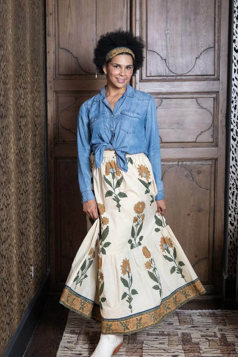 Sue Sartor Flounce™️ Skirt | Olive / Honey Dahlia Garden | SUE SARTOR