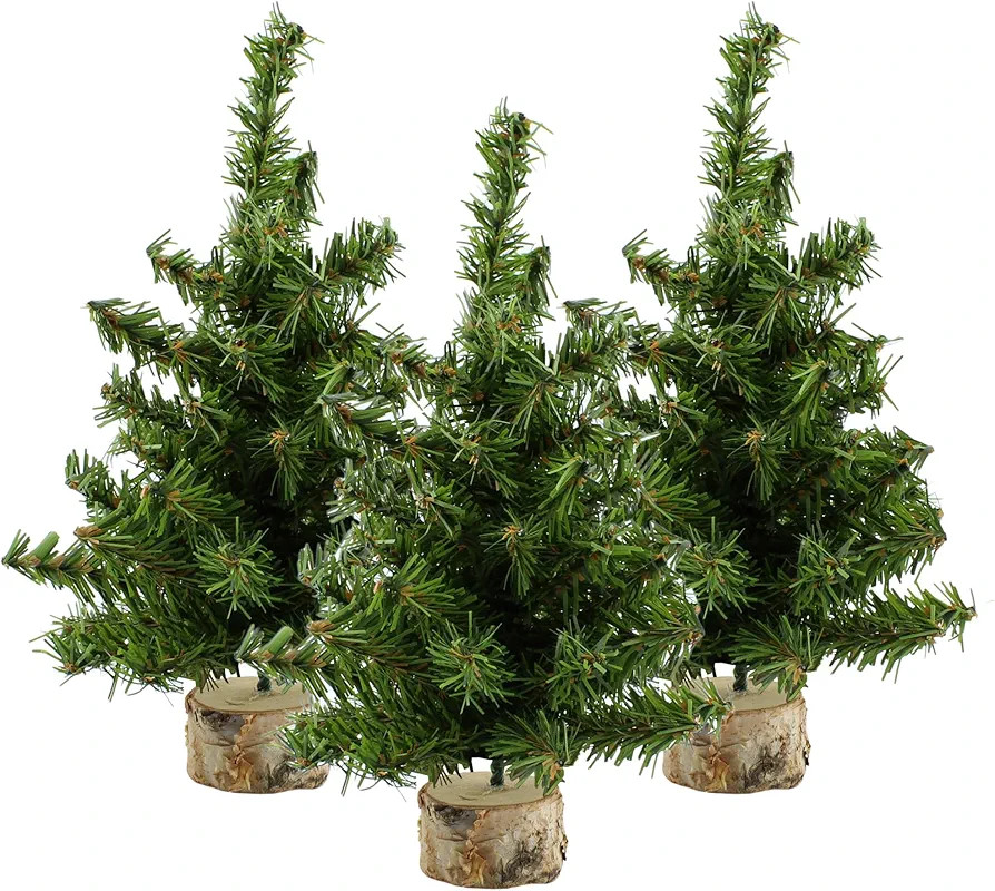 AuldHome Mini Christmas Trees (3-Pack, 10-Inch); Canadian Pine Greenery Tabletop Holiday Decor | Amazon (US)