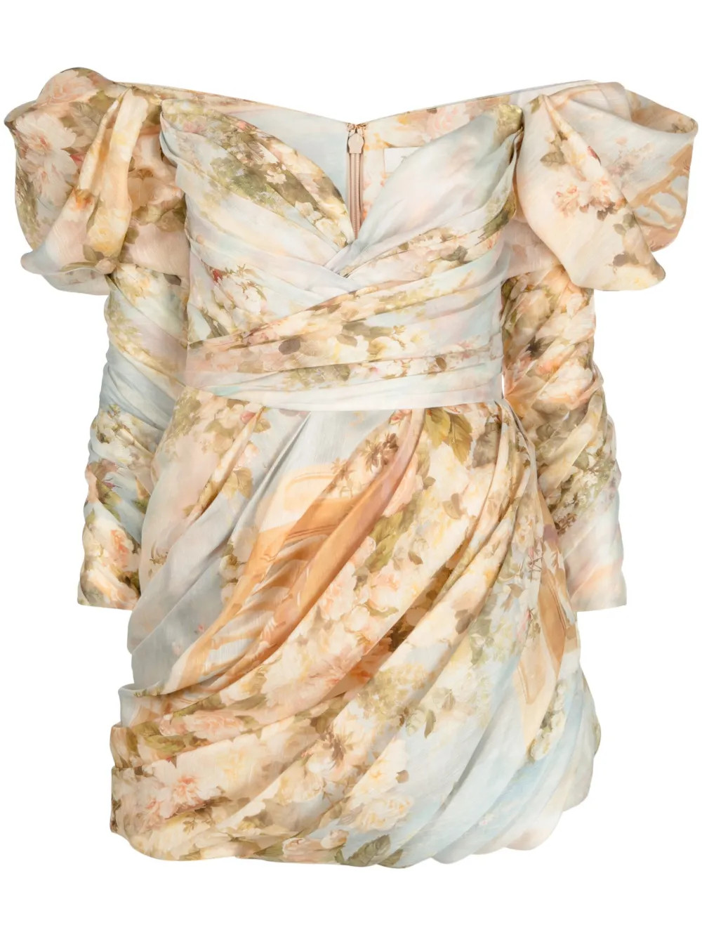 Luminosity floral-print draped minidress | Farfetch Global