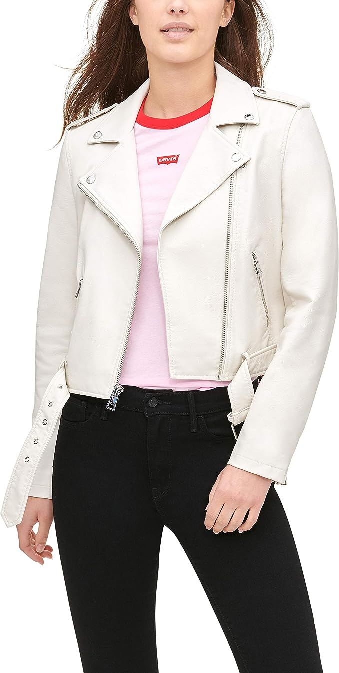 Levi's Women's Faux Leather Belted Motorcycle Jacket (Standard and Plus Sizes) | Amazon (US)