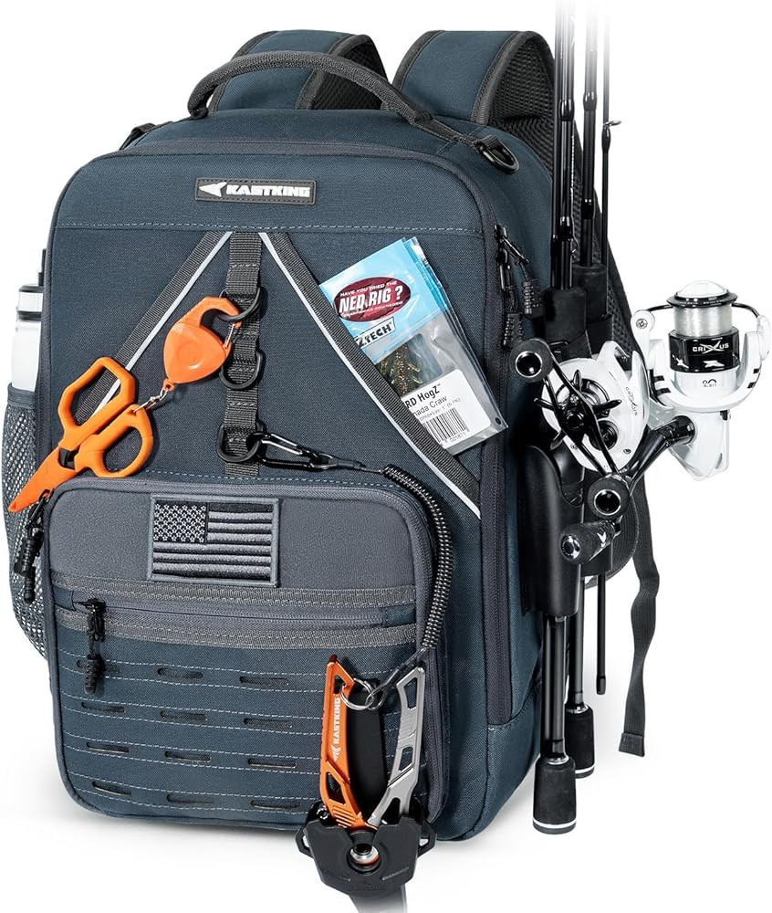 KastKing KarryAll KastMate Fishing Tackle Backpack,Water-Resistant Tackle Bag With 2 Rod Holders,... | Amazon (US)