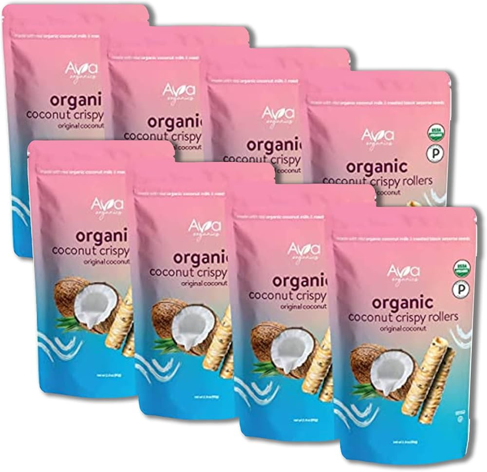 Ava Organics - Coconut Crispy Rollers (Pack of 8) Original Coconut (2.8 oz bags) | Amazon (US)