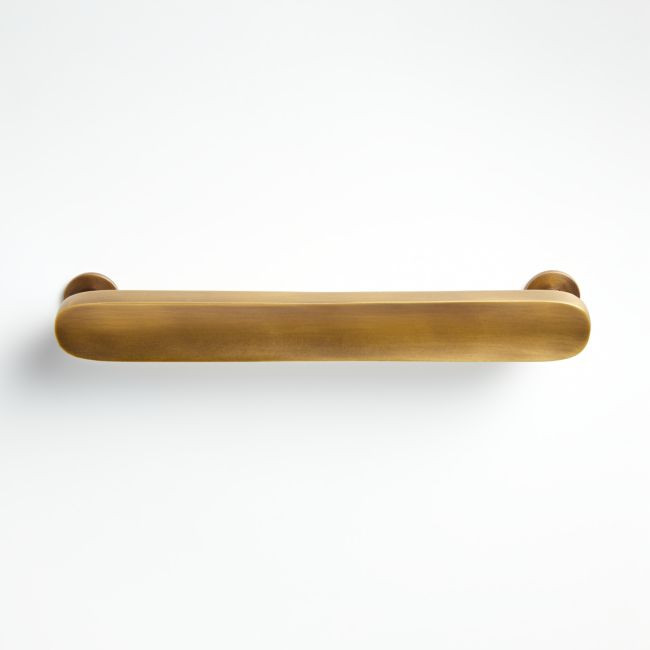 Oval 6"" Antique Brass Bar Pull | Crate & Barrel