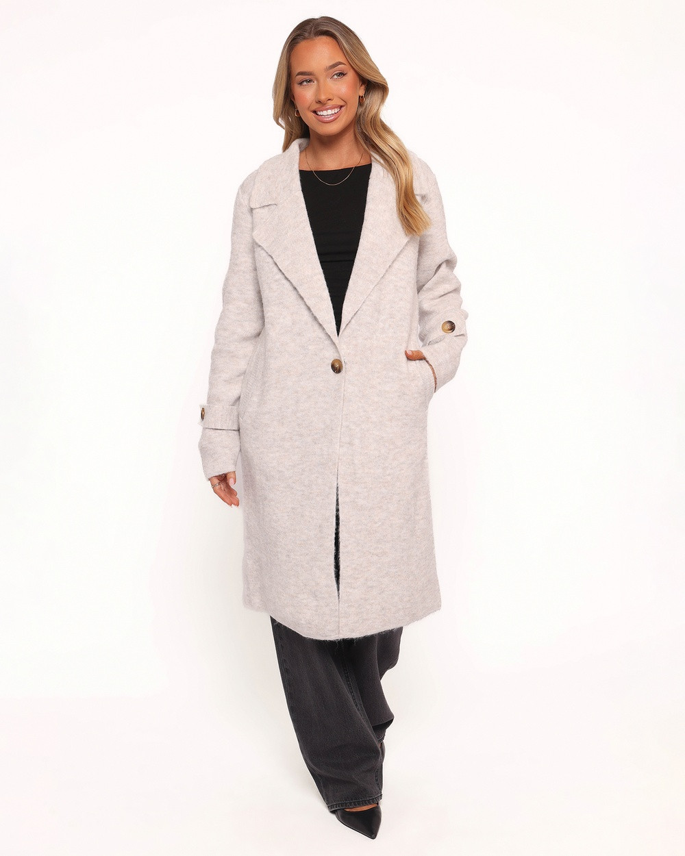 Petal & Pup - Zina Button Front Coatigan   Grey - Coats & Jackets (Grey) Zina Button Front Coatigan - Grey | THE ICONIC (AU & NZ)