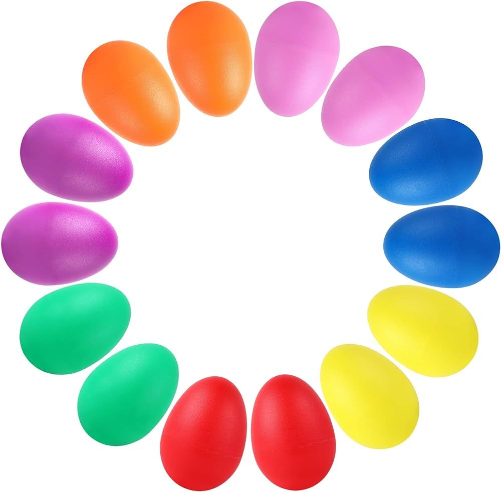 Augshy 14 PCS Plastic Egg Shakers Percussion Musical Egg Maracas Easter Egg Kids Toys (7 Colors) | Amazon (US)